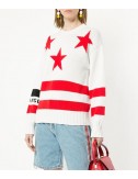 Белый свитер MSGM 2641MDM139 с красным звездным принтом