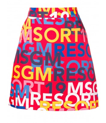 Алая юбка MSGM 2641MDD30 с цветным ярким принтом