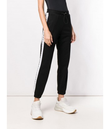 Черные штаны MSGM 2641MDP63 с белыми лампасами по бокам