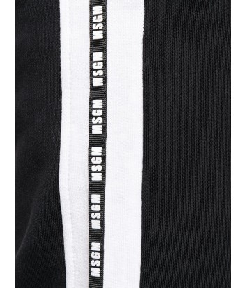 Черные штаны MSGM 2641MDP63 с белыми лампасами по бокам