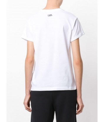 Белая футболка Karl Lagerfeld 76KW1727 с карманчиком и аппликацией