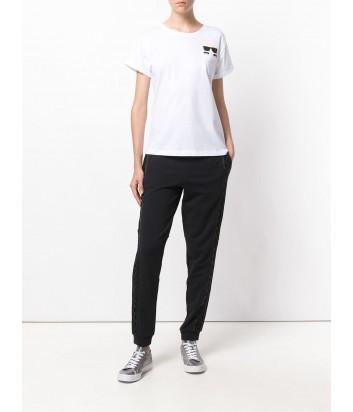 Белая футболка Karl Lagerfeld 76KW1727 с карманчиком и аппликацией