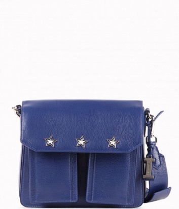 Синяя кожаная сумка ICEBERG декорированная заклепками в виде звезд