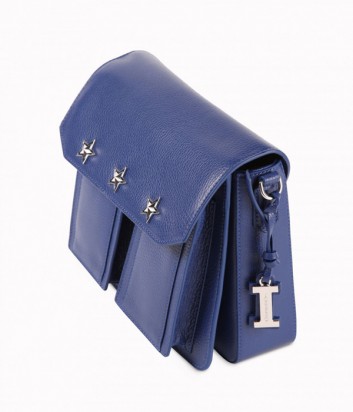 Синяя кожаная сумка ICEBERG декорированная заклепками в виде звезд