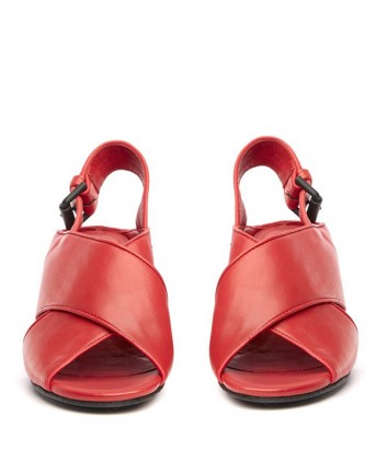 Кожаные красные босоножки Vic Matie на среднем широком каблуке