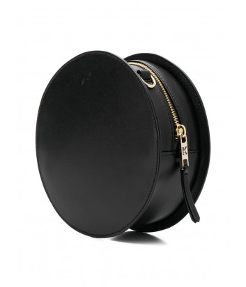 Круглая кожаная сумка Karl Lagerfeld 91KW3061 черная с золотой фурнитурой