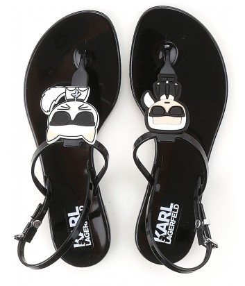 Черные силиконовые сандалии Karl Lagerfeld с яркими аппликациями