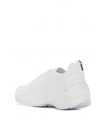 Белые кожаные кроссовки Kendall+Kylie на фигурной танкетке