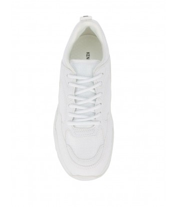 Белые кожаные кроссовки Kendall+Kylie на фигурной танкетке