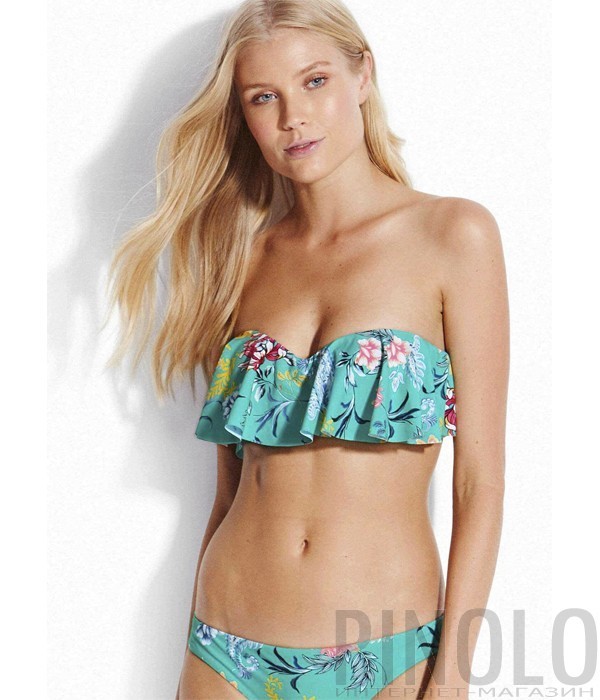Купальный лиф-бандо Seafolly 31067-489 бирюзовый Купальный лиф-бандо Seafolly 31067-489 бирюзовый