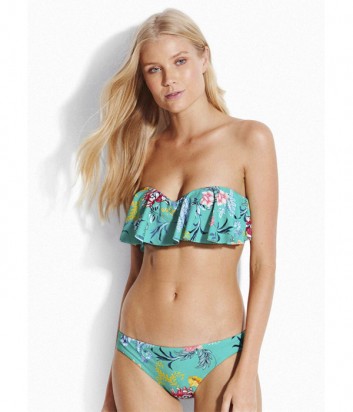 Купальный лиф-бандо Seafolly 31067-489 бирюзовый Купальный лиф-бандо Seafolly 31067-489 бирюзовый