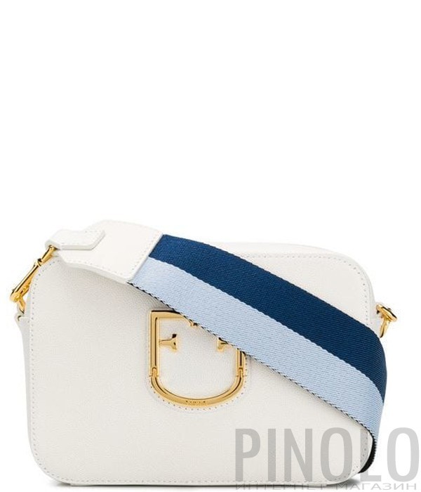 Кожаная сумка Furla Brava 1007916 с широким плечевым ремнем белая