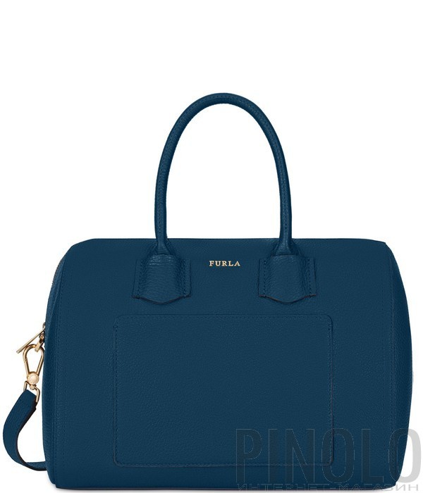 Кожаная сумка Furla Alba 1008076 с внешним карманом синяя