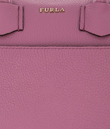 Компактная кожаная сумка Furla Alba 993283 с внешним карманом розовая