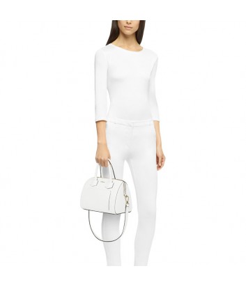 Компактная кожаная сумка Furla Alba 1008073 с внешним карманом белая