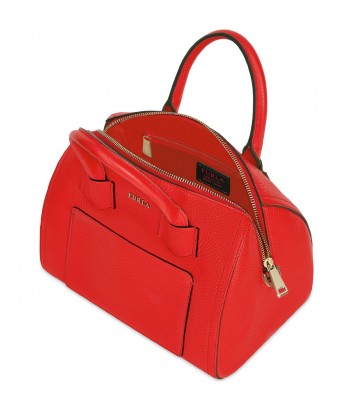 Компактная кожаная сумка Furla Alba 1008071 с внешним карманом красная