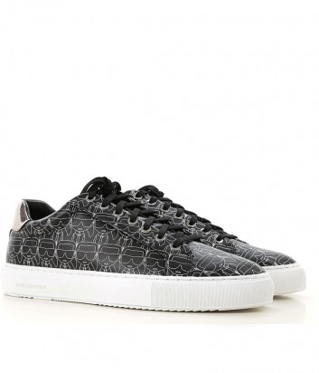 Кожаные мужские кеды Karl Lagerfeld Ikon с принтом черные