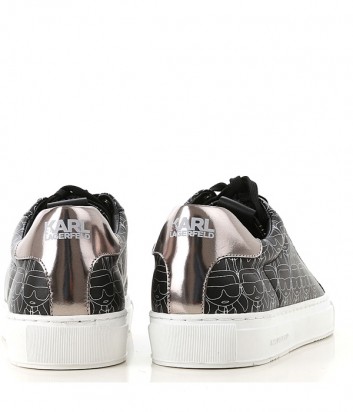 Кожаные мужские кеды Karl Lagerfeld Ikon с принтом черные