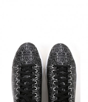 Кожаные мужские кеды Karl Lagerfeld Ikon с принтом черные