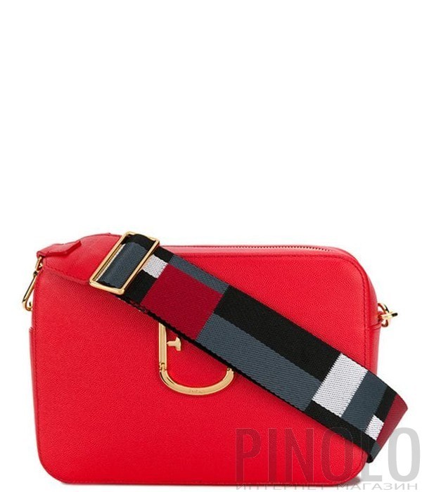 Кожаная сумка Furla Brava 1007899 с широким плечевым ремнем красная