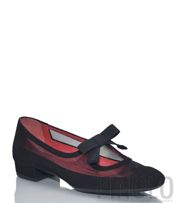Черные замшевые туфли Pas De Rouge 2139 с бантиком