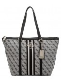 Текстильная сумка-шоппер Guess 4230 с монограммой бренда черная