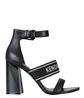 Черные кожаные босоножки Kendall+Kylie на широком устойчивом каблуке
