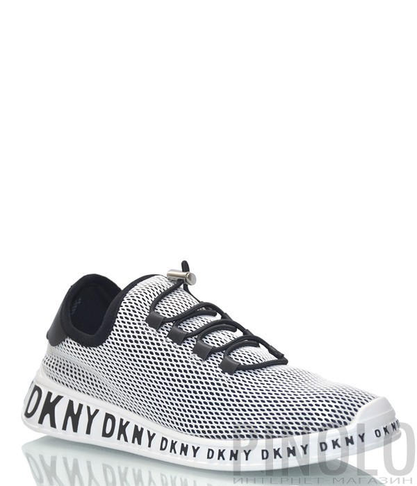 Черные текстильные кроссовки DKNY 1963322 обтянуты белой сеткой