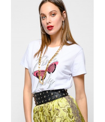 Футболка PINKO 3U10J6 с принтом Pink Lady белая