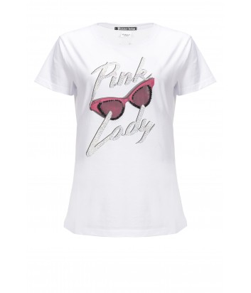 Футболка PINKO 3U10J6 с принтом Pink Lady белая