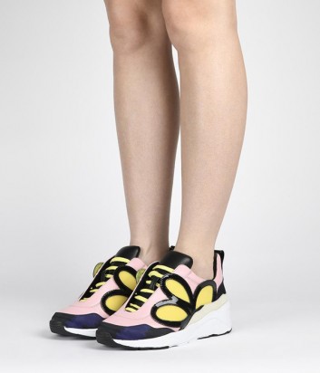 Кожаные кроссовки Kat Maconie Harper пудровые с желтой аппликацией