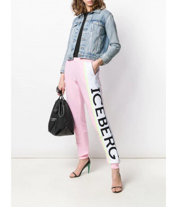 Трикотажные штаны ICEBERG 037604 розовые с надписью бренда