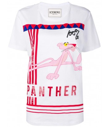 Белая футболка ICEBERG 1314152 с изображением розовой пантеры