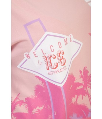 Розовая футболка ICE PLAY F084P435 с принтом и логотипом