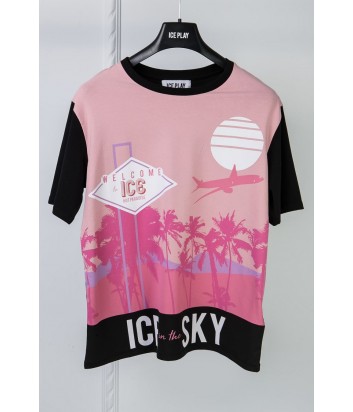 Розовая футболка ICE PLAY F084P435 с принтом и логотипом