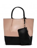 Комбинированная сумка-шоппер Gianni Chiarini 6940 в гладкой коже черно-бежевая