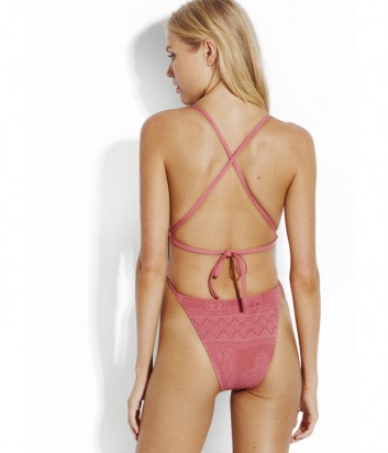 Цельный купальник Seafolly 10823-445 с высокой линией бедра розовый