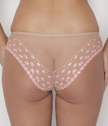 Трусики Samanta Amor B300 телесные с розовой вышивкой