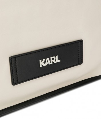 Бежевая кожаная сумка-шоппер Karl Lagerfeld 91KW3003 с черным кантом