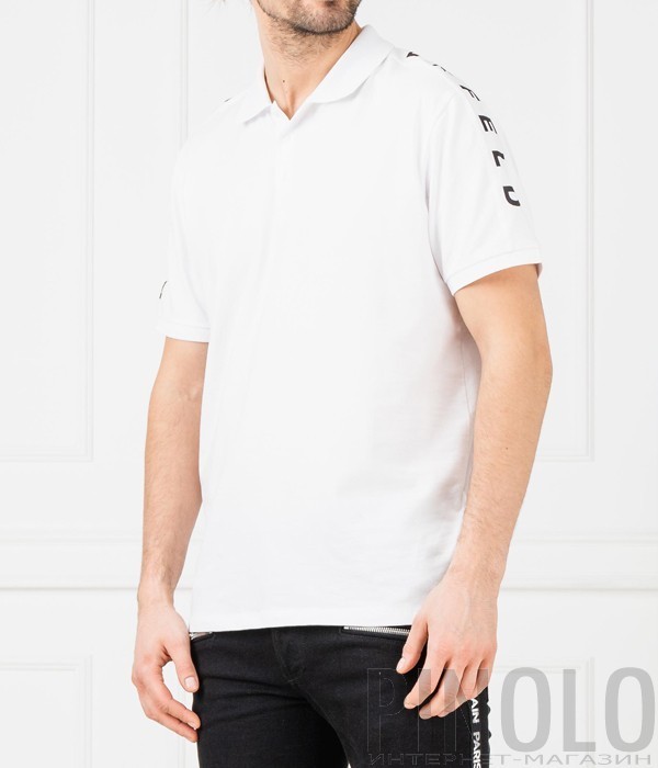 Белое поло Karl Lagerfeld 755029 с лого на рукаве