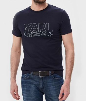 Футболка Karl Lagerfeld 755057 черная с серебристым логотипом