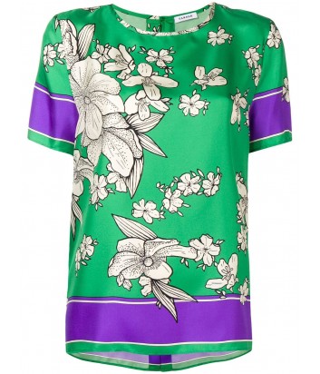 Шелковая блуза P.A.R.O.S.H. Salto 311085 зеленый с цветочным узором