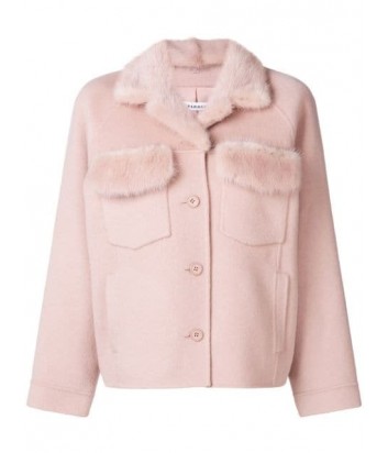Розовое пальто P.A.R.O.S.H. Loverx 430654 с меховой отделкой