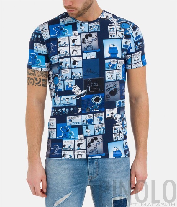 Футболка ICEBERG I1P0F01N6309 с мультипликационным принтом синяя