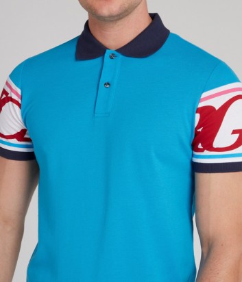 Голубая рубашка-поло ICEBERG F0326310 с логотипом на спине