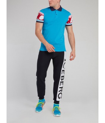 Голубая рубашка-поло ICEBERG F0326310 с логотипом на спине