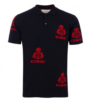 Темно-синяя рубашка-поло ICEBERG A0097633 с вышитыми логотипами