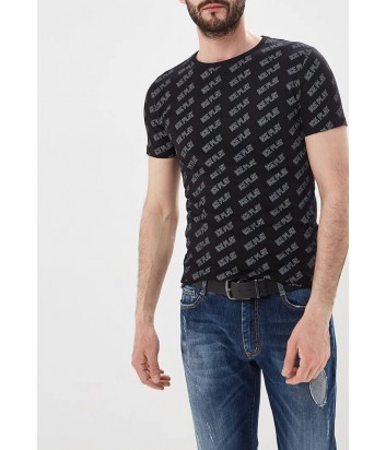 Черная футболка ICE PLAY F017P400 в мелкий принт логотипов