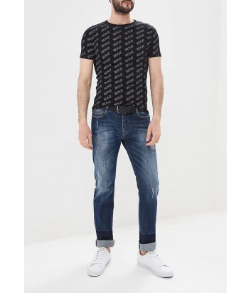 Черная футболка ICE PLAY F017P400 в мелкий принт логотипов