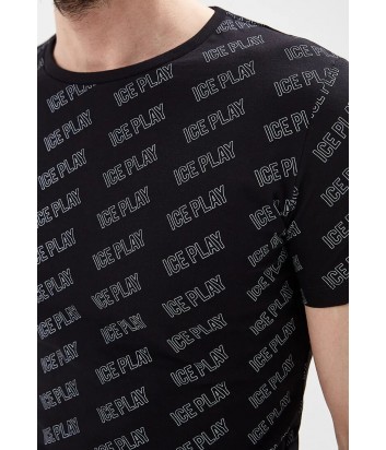 Черная футболка ICE PLAY F017P400 в мелкий принт логотипов